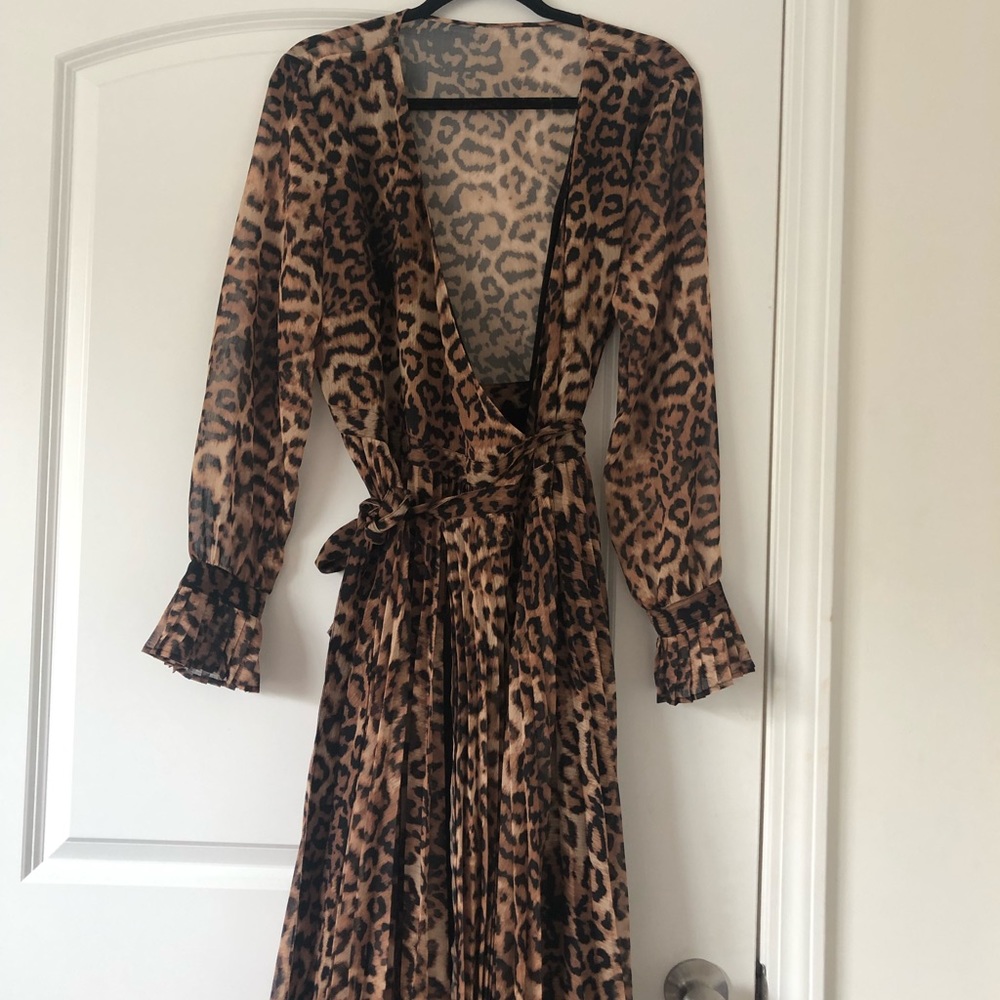 Cheetah Print chiffon paneled dress